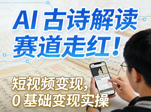 AI古诗解读赛道走红！短视频变现，0基础变现实操-亮剑学堂