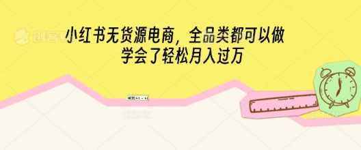 小红书无货源电商，全品类都可以做，学会了轻松月入过W-亮剑学堂